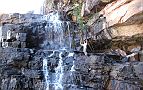 14-Laurie climbs up to the Adcock falls